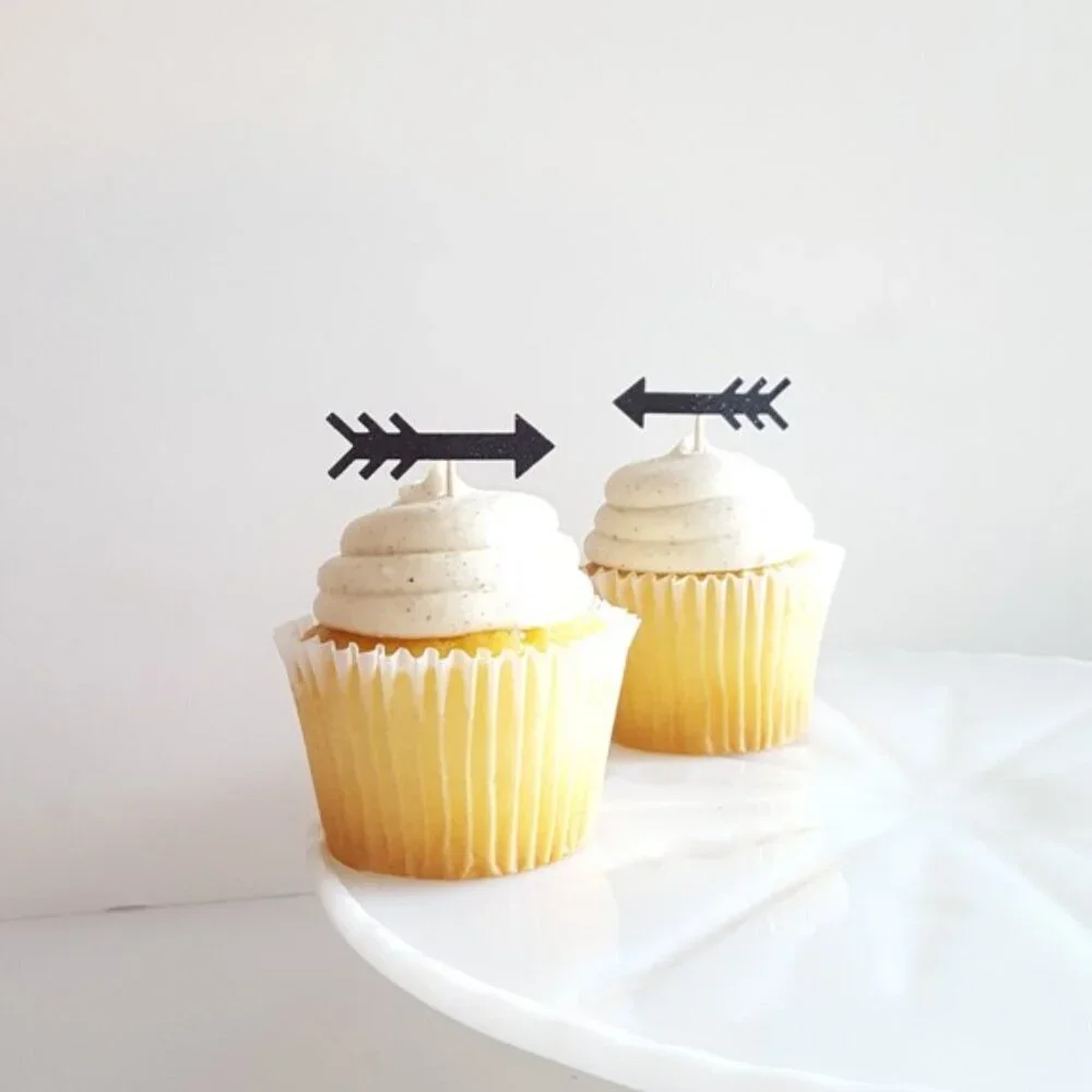 3 Dozen Boho Arrow Cupcake Toppers- 36- Black Cardstock